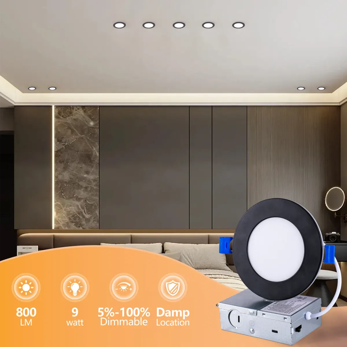 Ceiling light, 4.7 in, black (L017003-9W4-C6B), manufacturer image 5