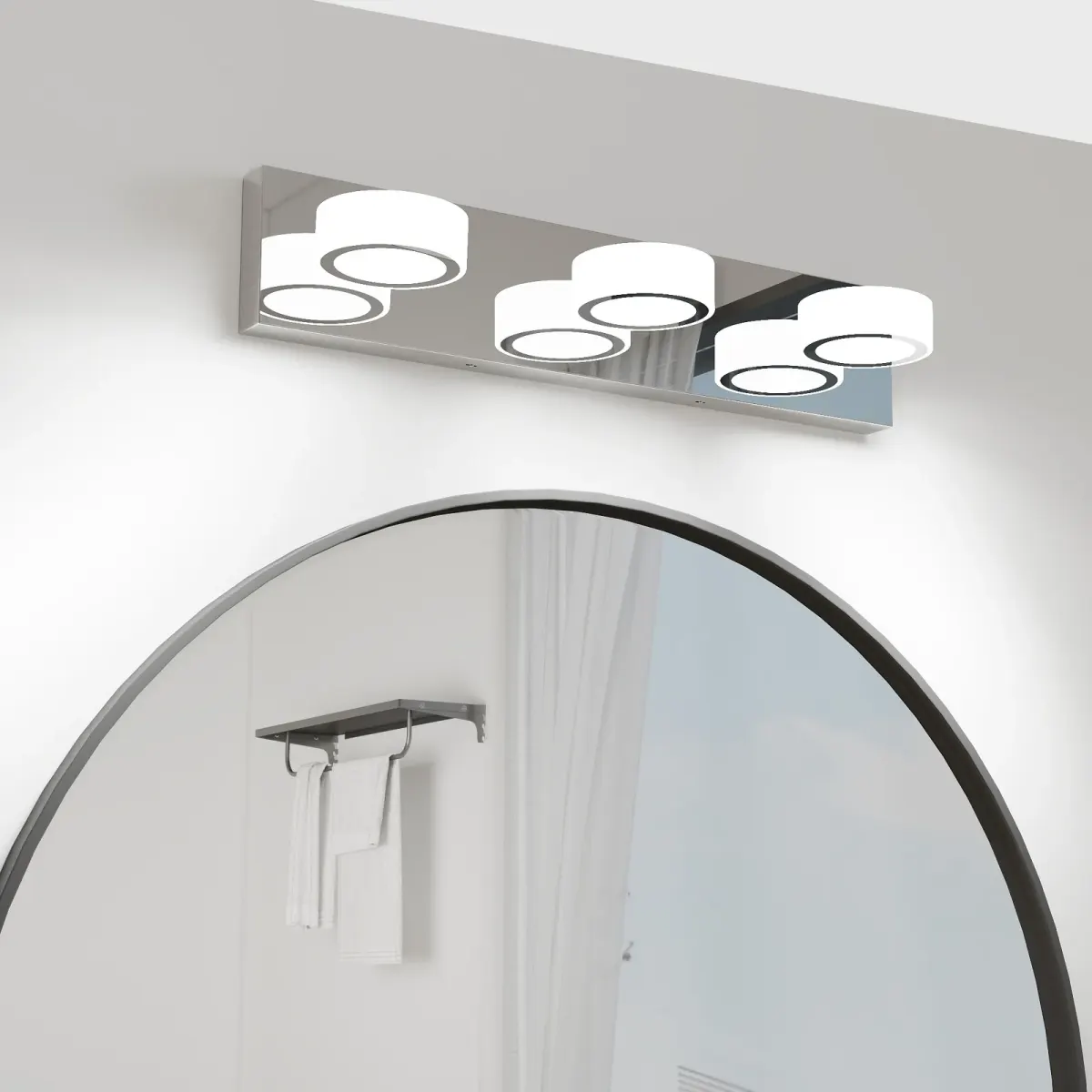 Acrylic shade vanity bar, 3 lights, chrome, view 2
