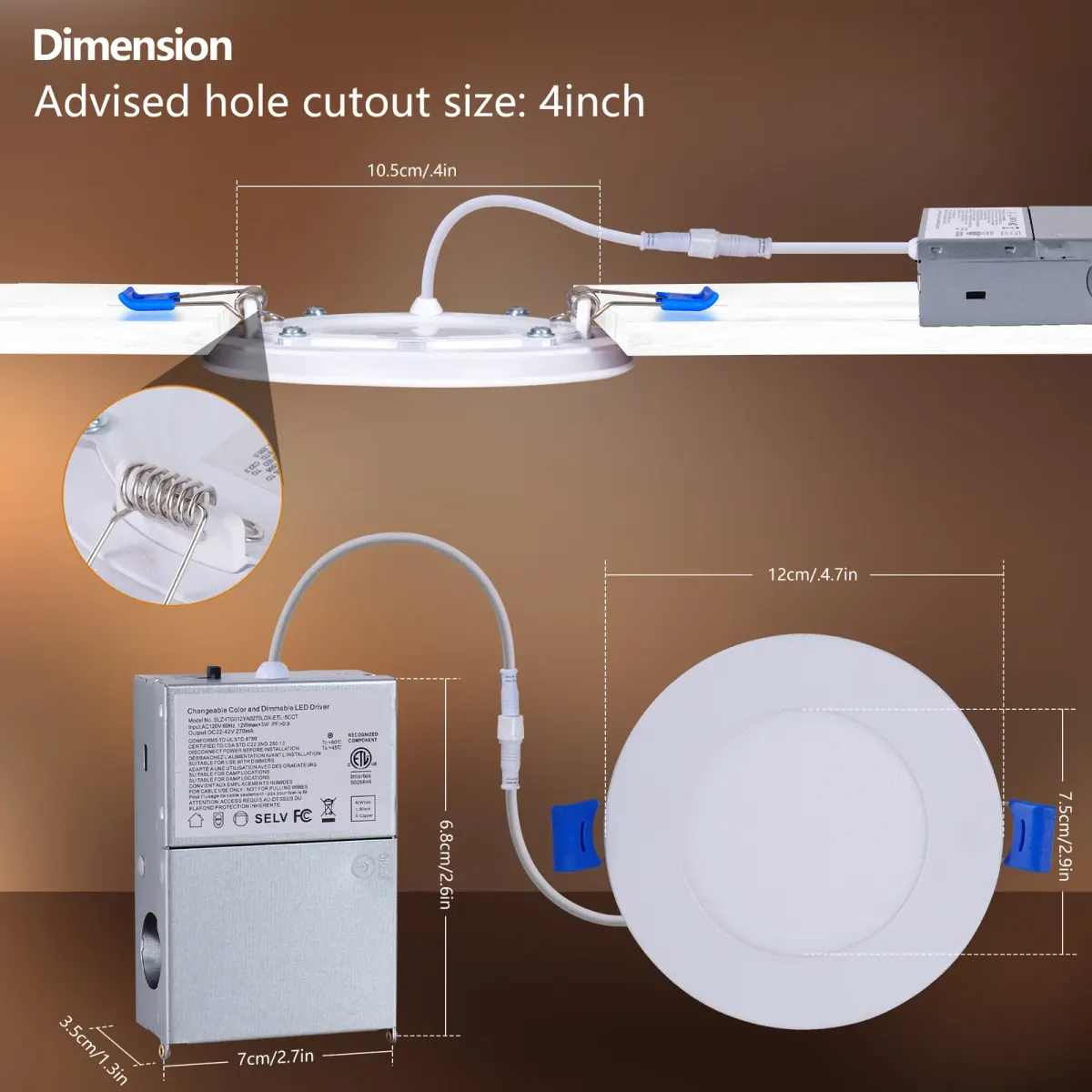 Ceiling light, 4.7 in, white (L017003-9W4-C12W), manufacturer image 4