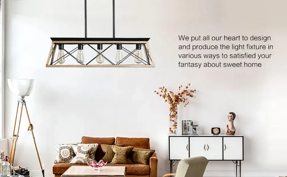 5-light cage chandelier, oak, manufacturer image 2
