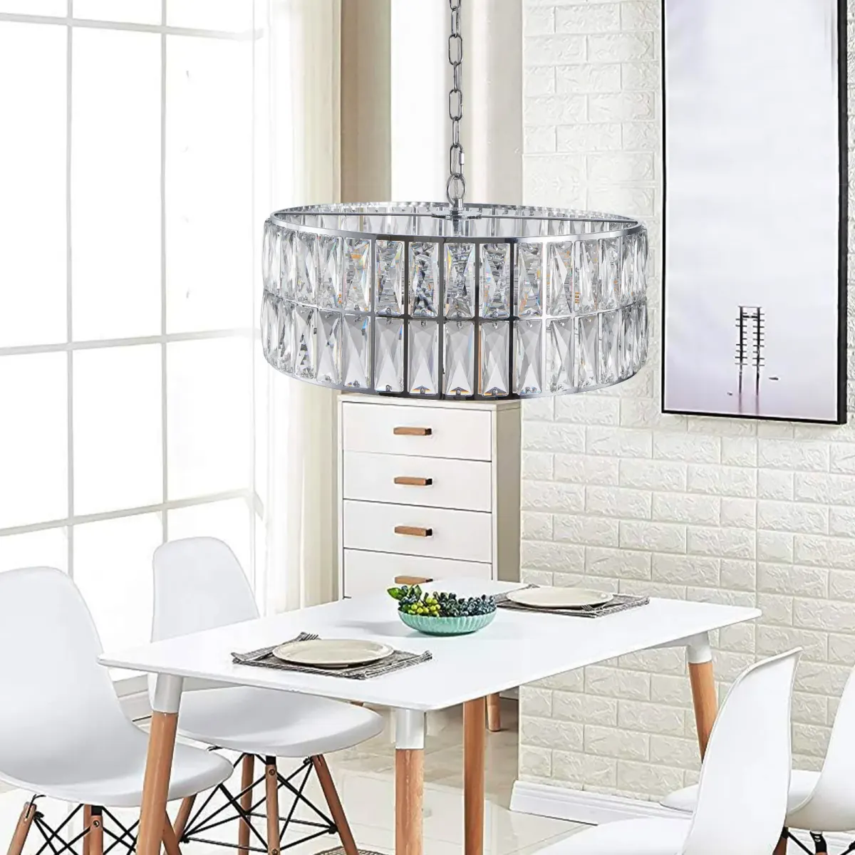 6-light crystal drum chandelier
