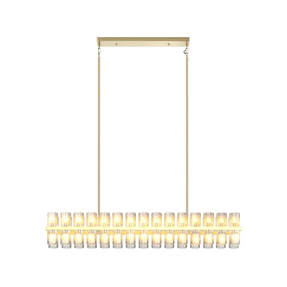 Crystal rectangle chandelier, 53.5 in, gold, view 4
