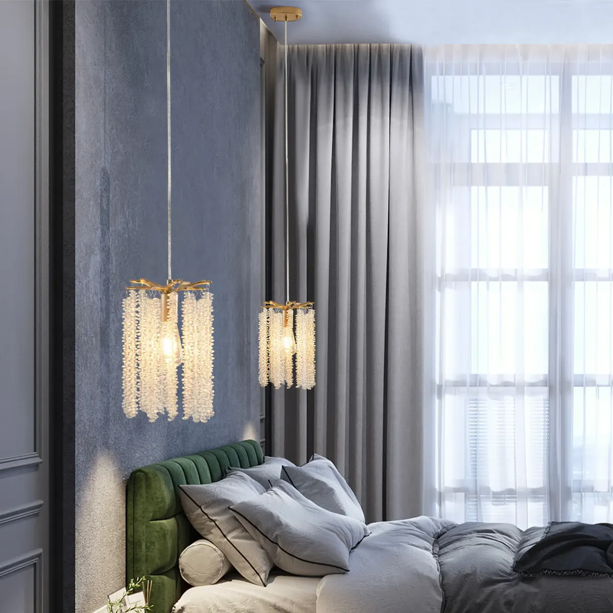 Crystal chandelier, 7.9 in, gold, view 2