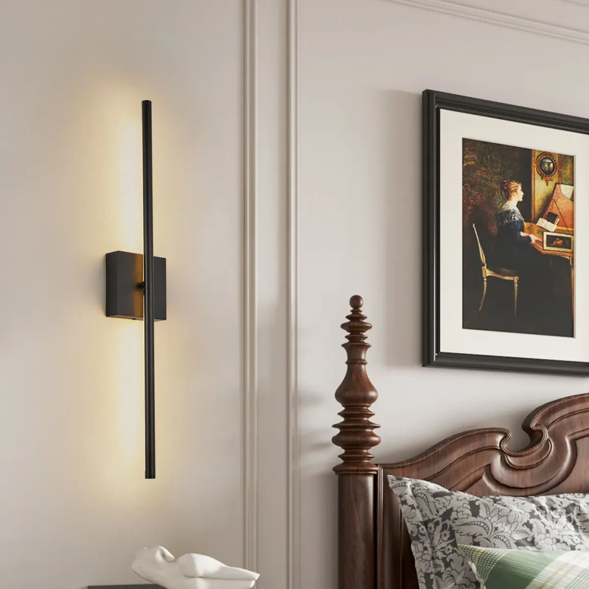 Wall sconce, 28.4 in, black, view 5