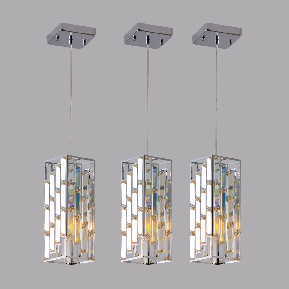 Crystal pendant, 4.1 in, chrome, view 2