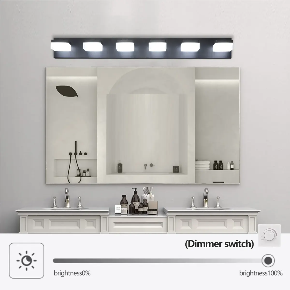 6-light vanity light, black, manufacturer image 1