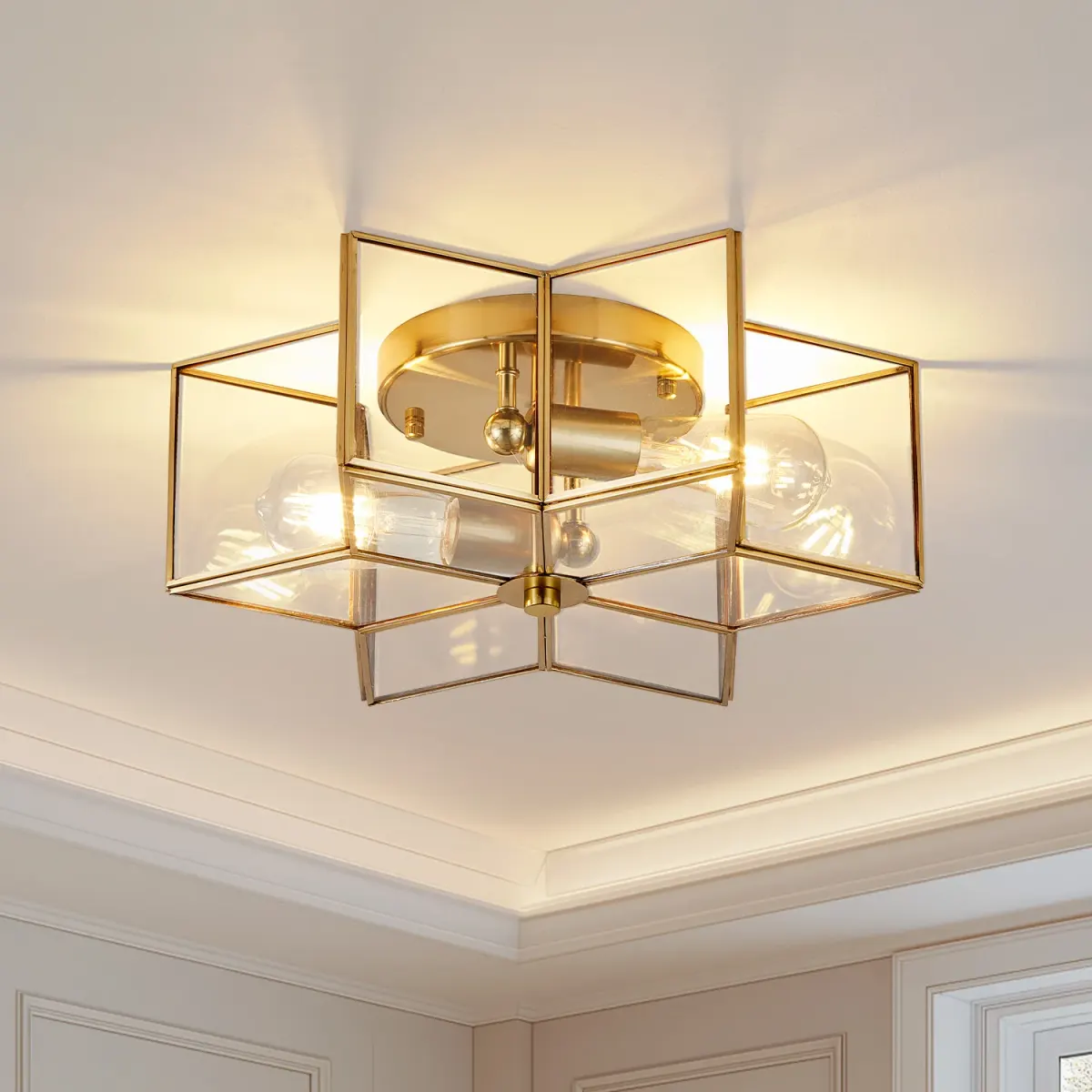 2-light clear glass semi-flush mount (L039001-D400-C2G)