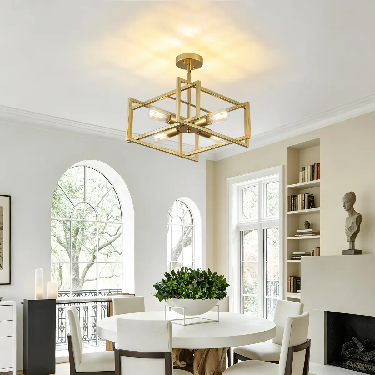 Flush mount chandelier, 4 lights, gold, view 4