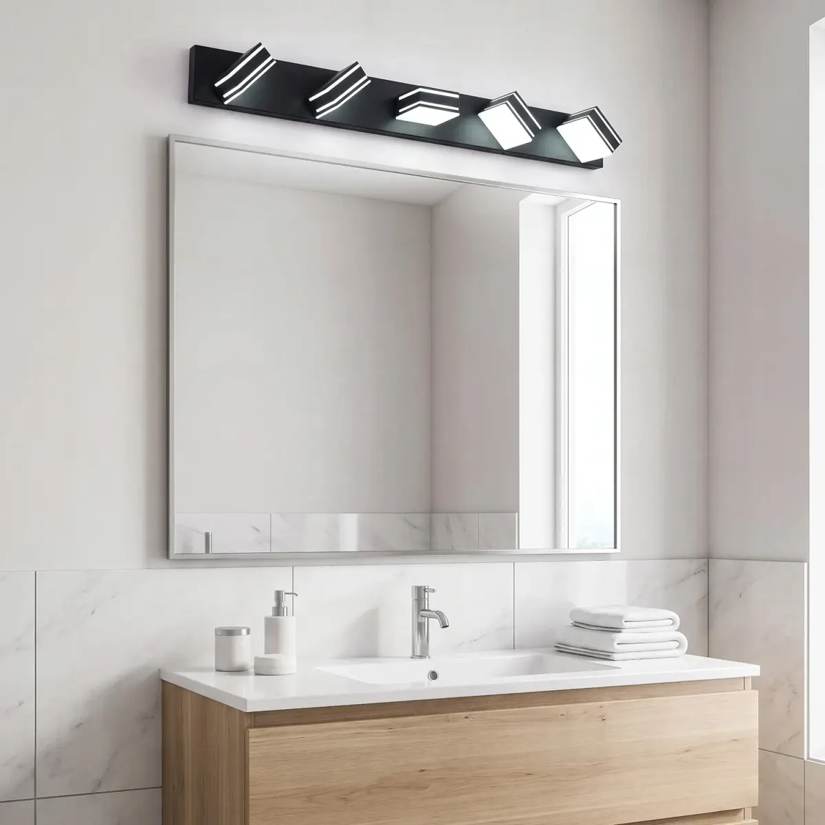 Acrylic vanity bar, 3–6 lights, 23.6–47.2 in, 5 lights, black, view 2