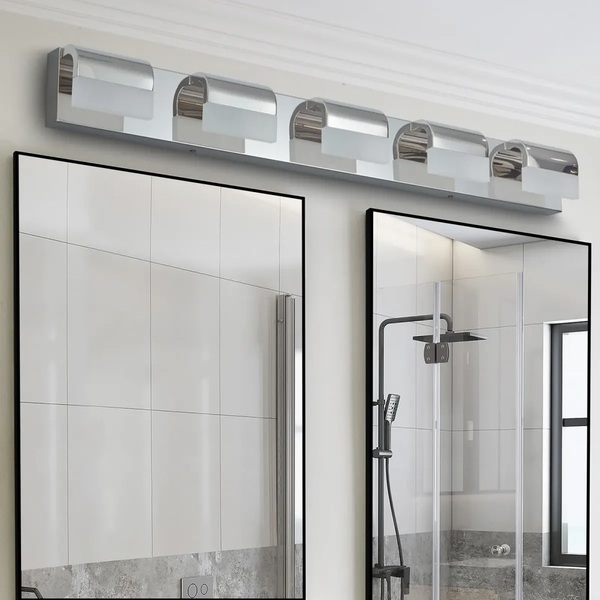 LED vanity bar, 5 lights, chrome, view 2