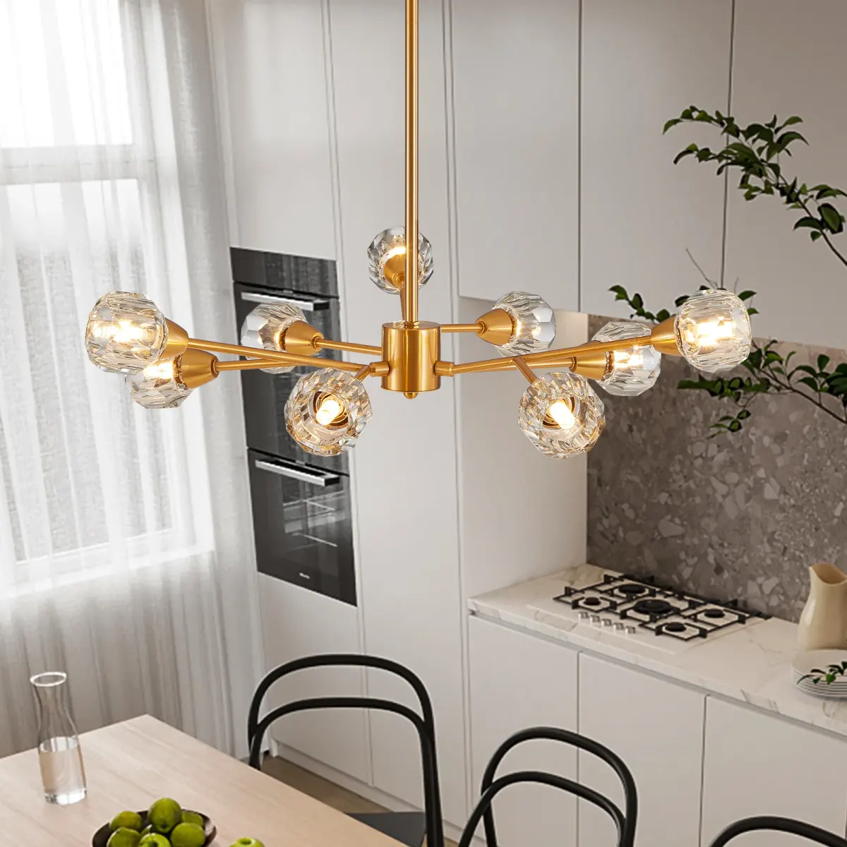Crystal chandelier, 9 lights, 9 lights, gold, view 5