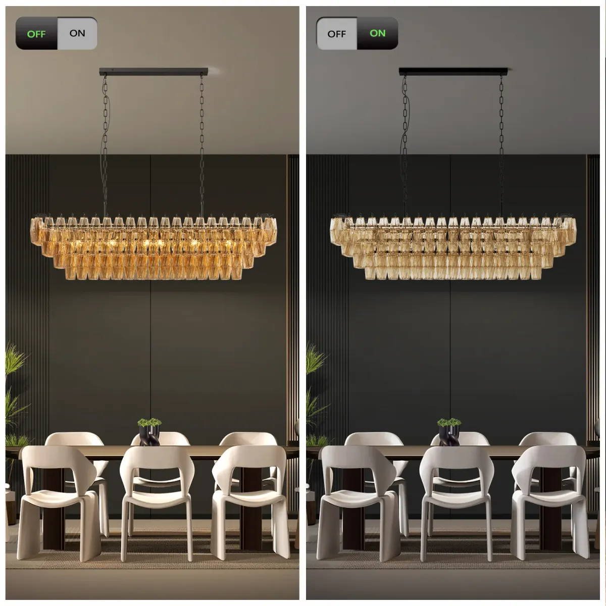 12-light rectangle chandelier, black, view 4
