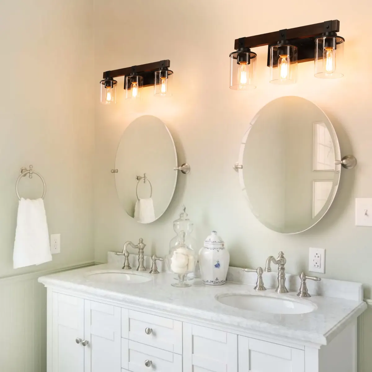 Wood vanity bar, 3 lights, walnut, view 5