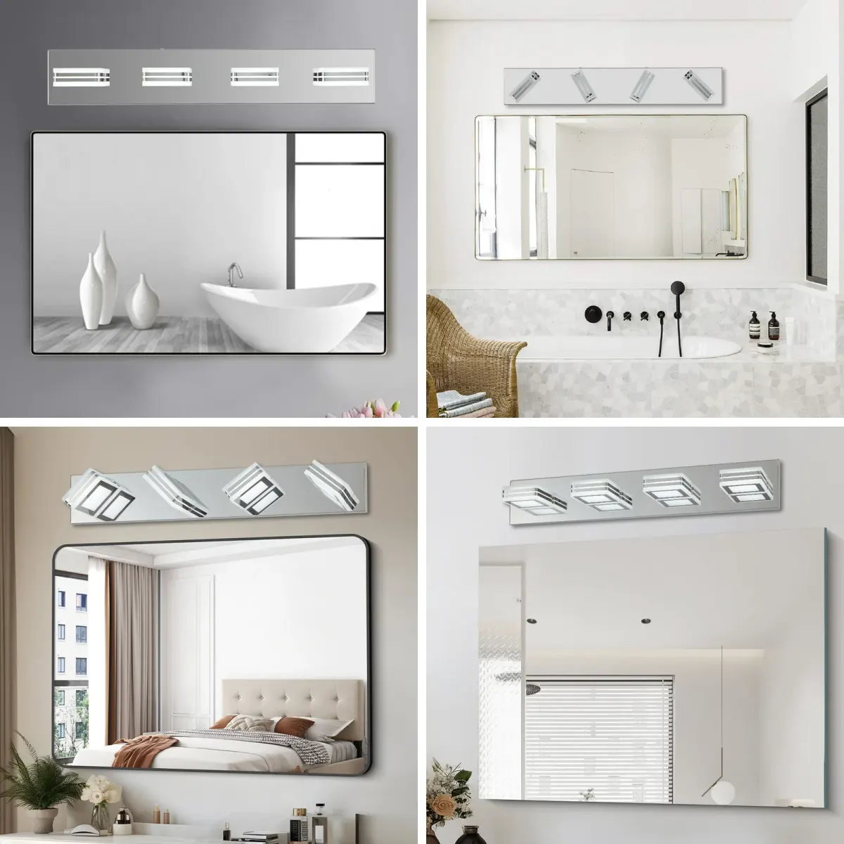 Square acrylic vanity bar, 4 lights, chrome, manufacturer image 3