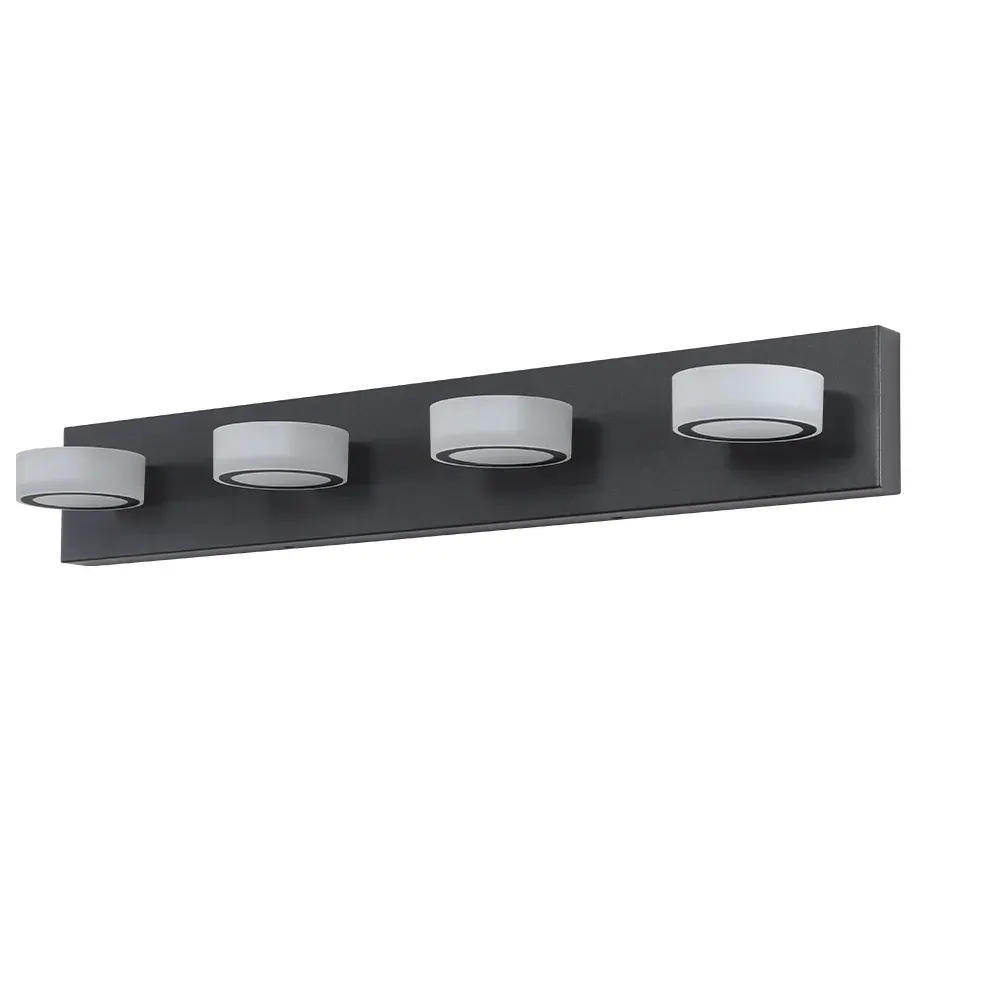 Acrylic shade vanity bar, 4 lights, black, view 8