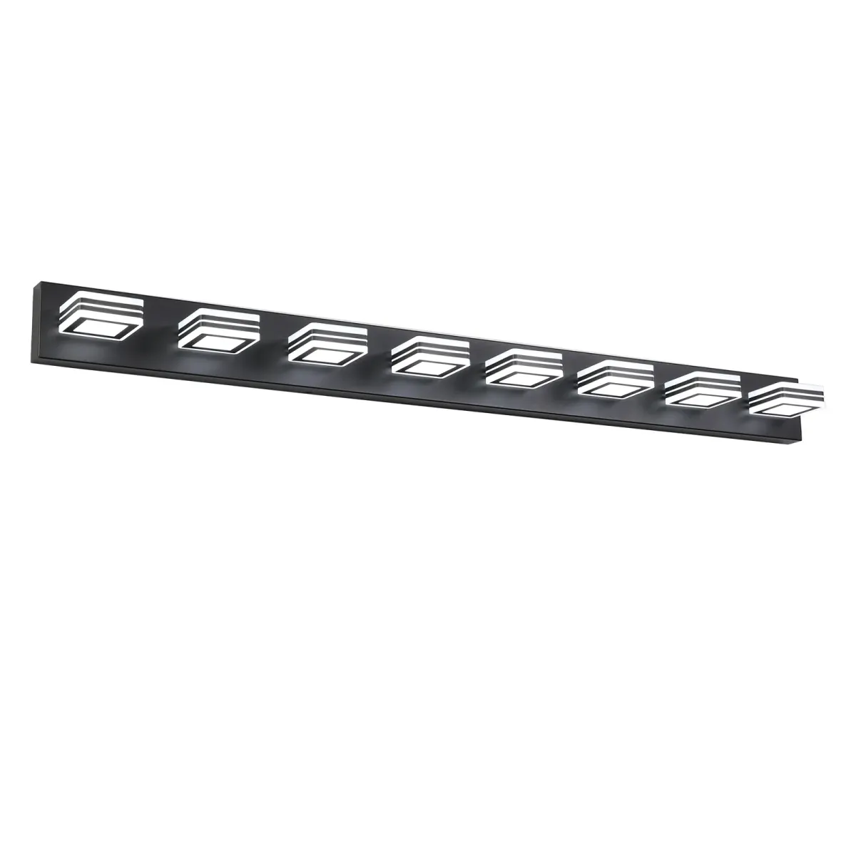 Square acrylic vanity bar, 8 lights, black, view 7