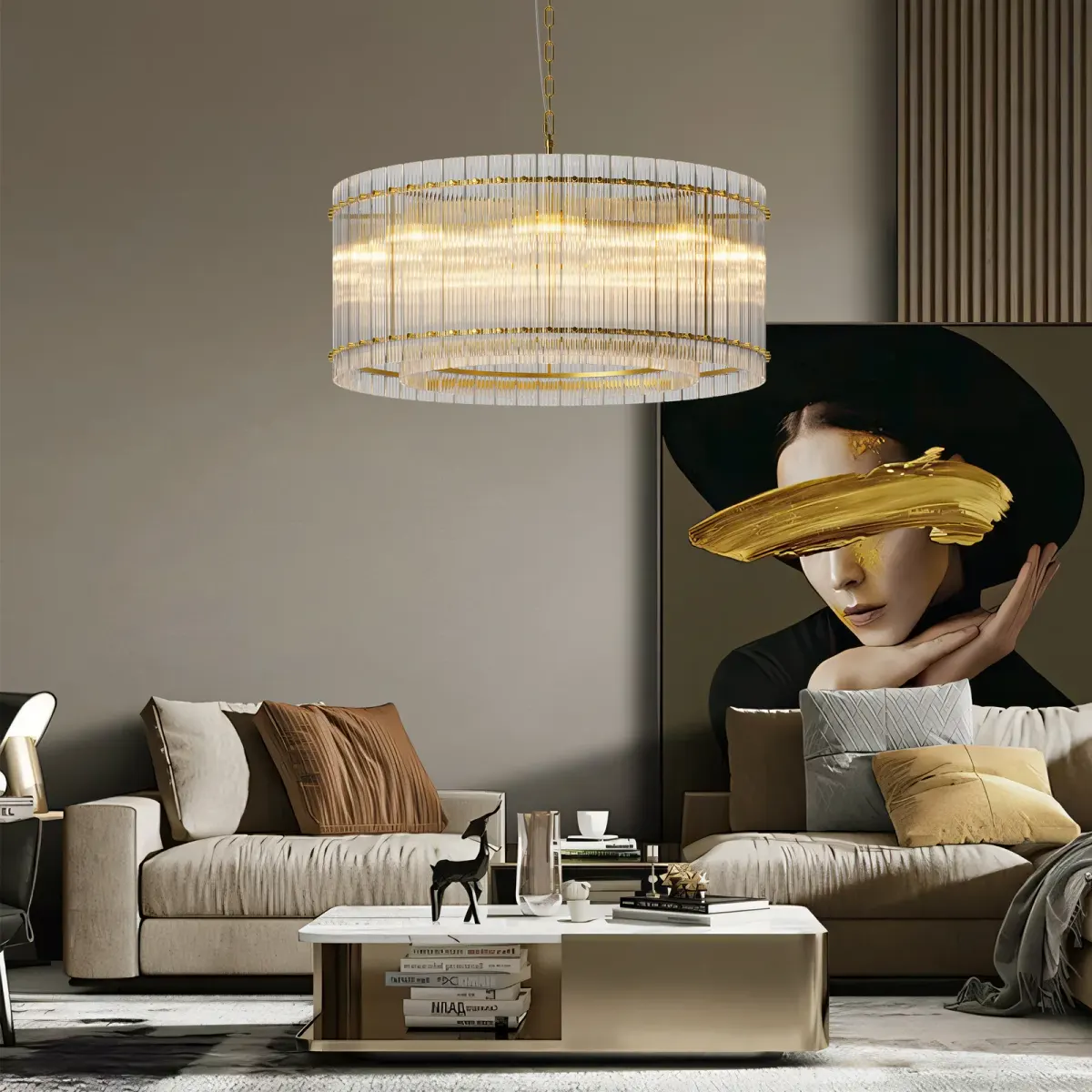 8-light crystal chandelier, gold