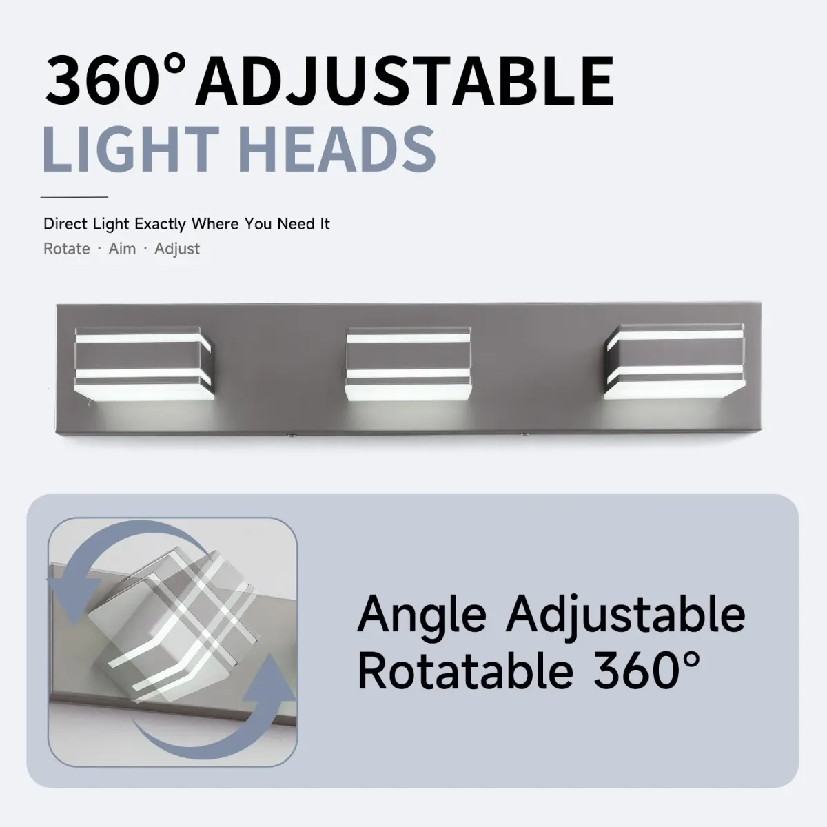 Acrylic vanity bar, 3–6 lights, 23.6–47.2 in, 3 lights, brushed nickel, manufacturer image 2