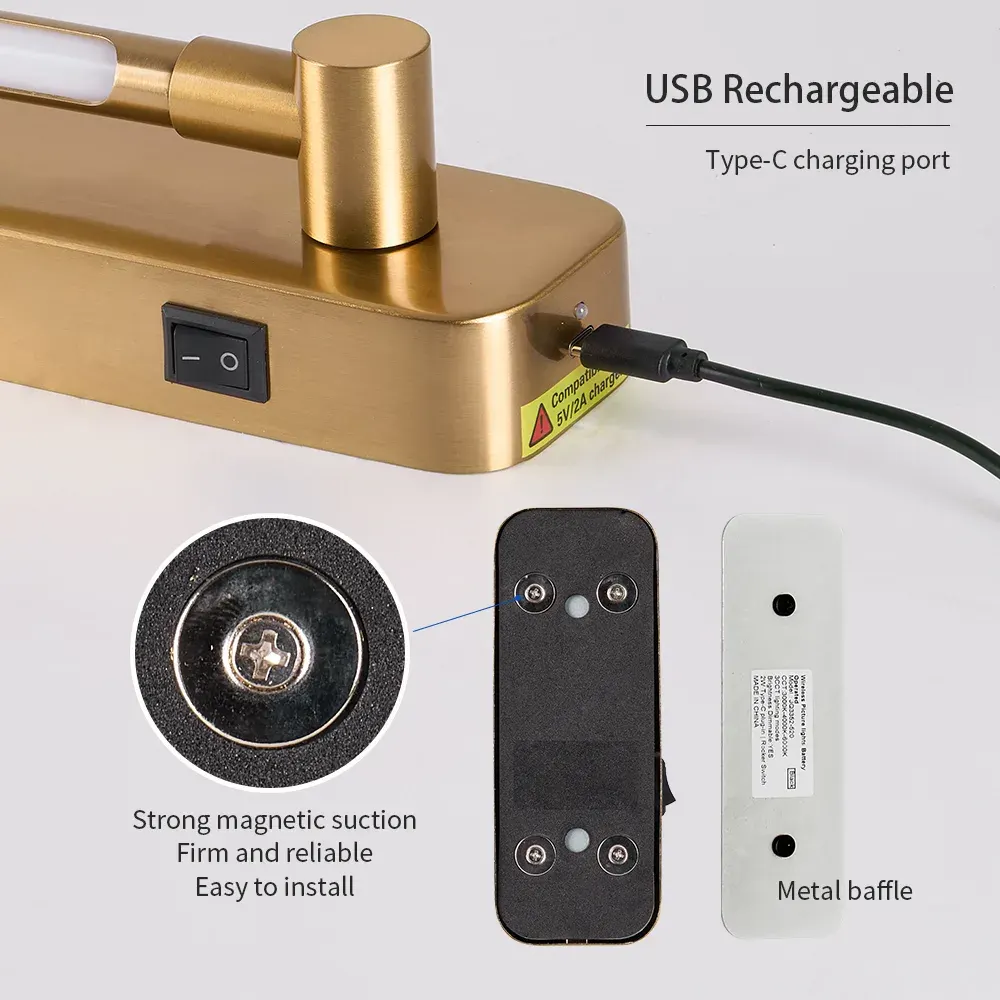 Magnetic picture light, 20.5 in, gold, manufacturer image 4