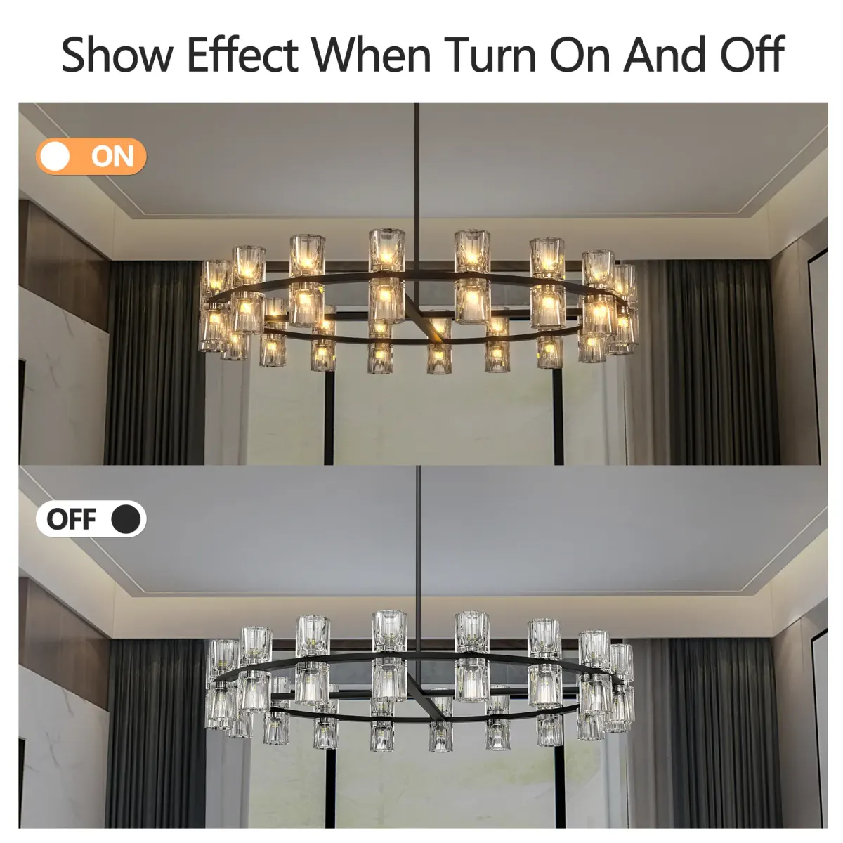 Crystal chandelier, 35.8 in, black, manufacturer image 2
