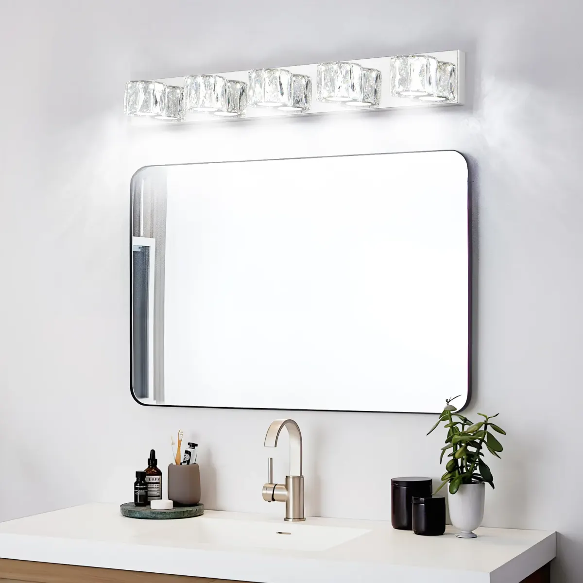 Crystal vanity bar, 5–6 lights, 5 lights, chrome, view 9