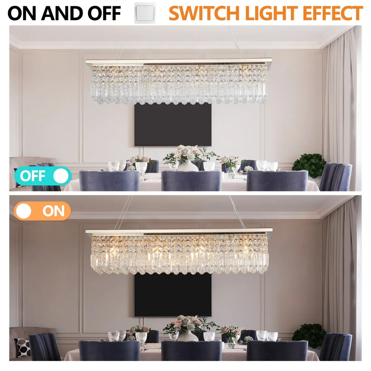 Raindrop crystal chandelier, 8 lights, gold, manufacturer image 2