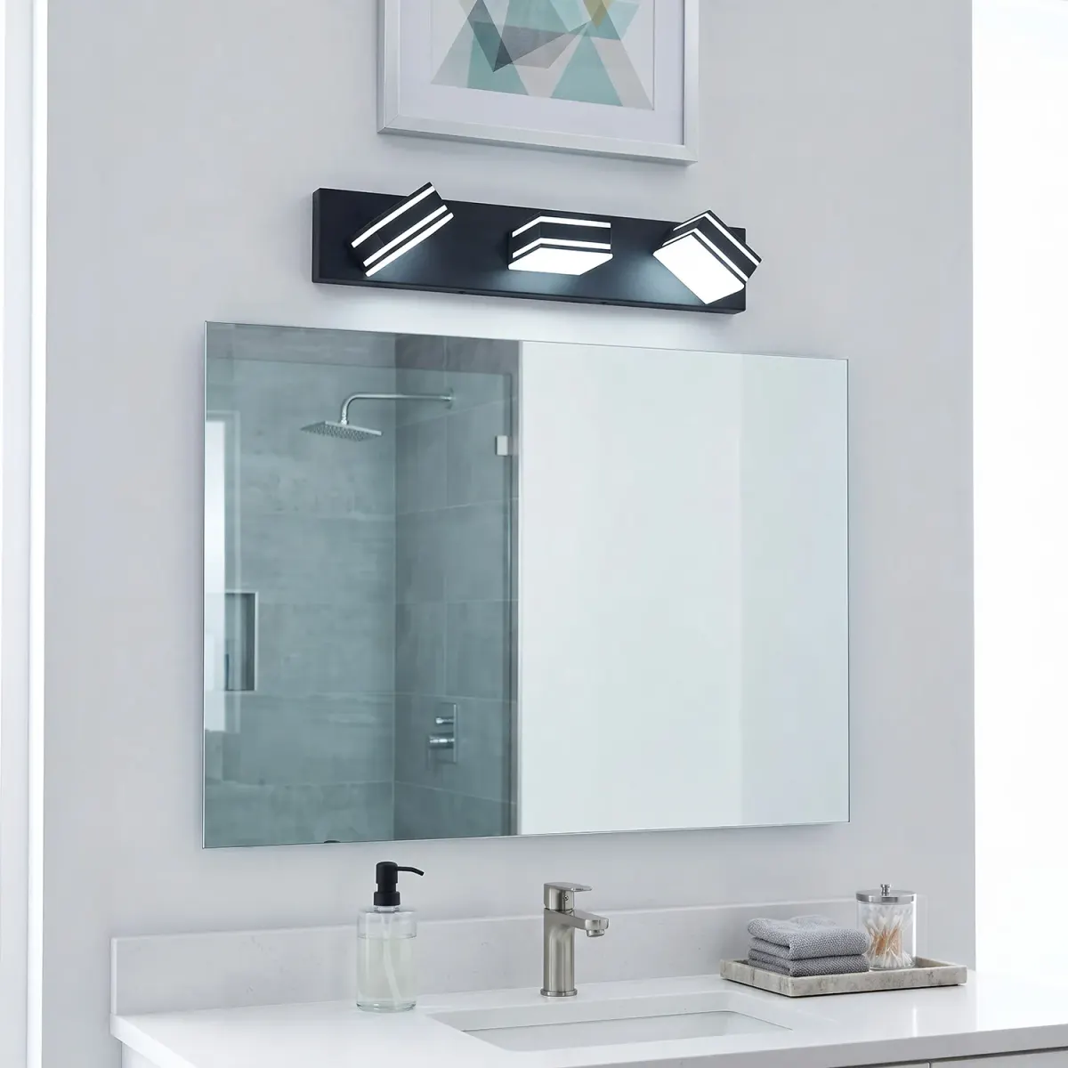 Acrylic vanity bar, 3–6 lights, 23.6–47.2 in, 3 lights, black, view 3