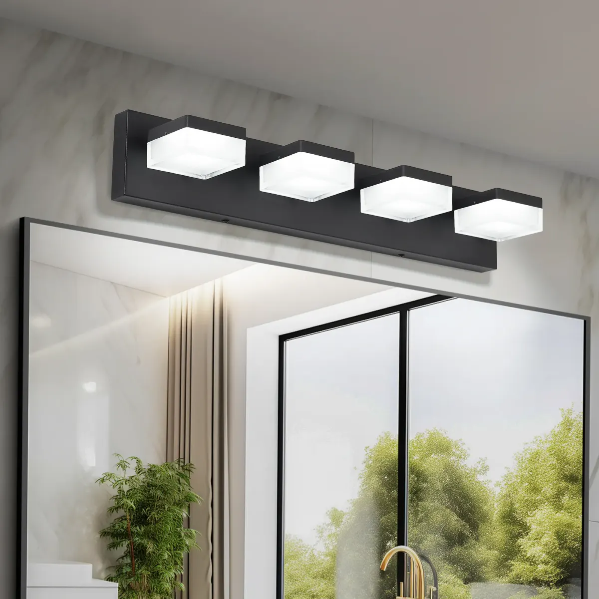 4-light vanity light, black, view 3