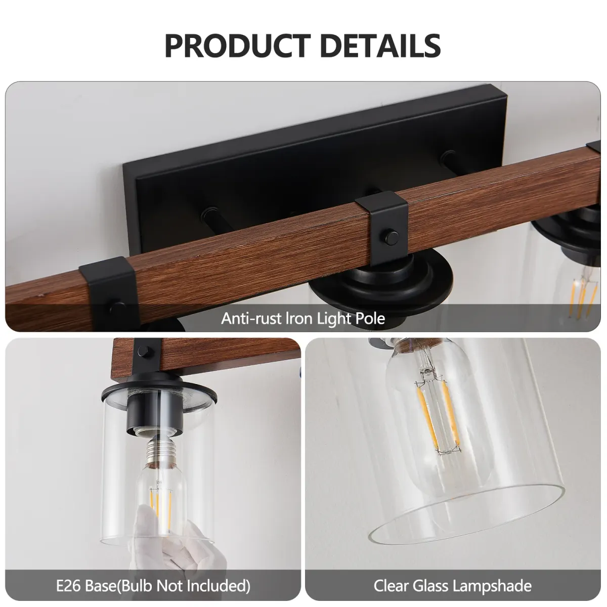 Wood vanity bar, 7 lights, walnut, manufacturer image 1