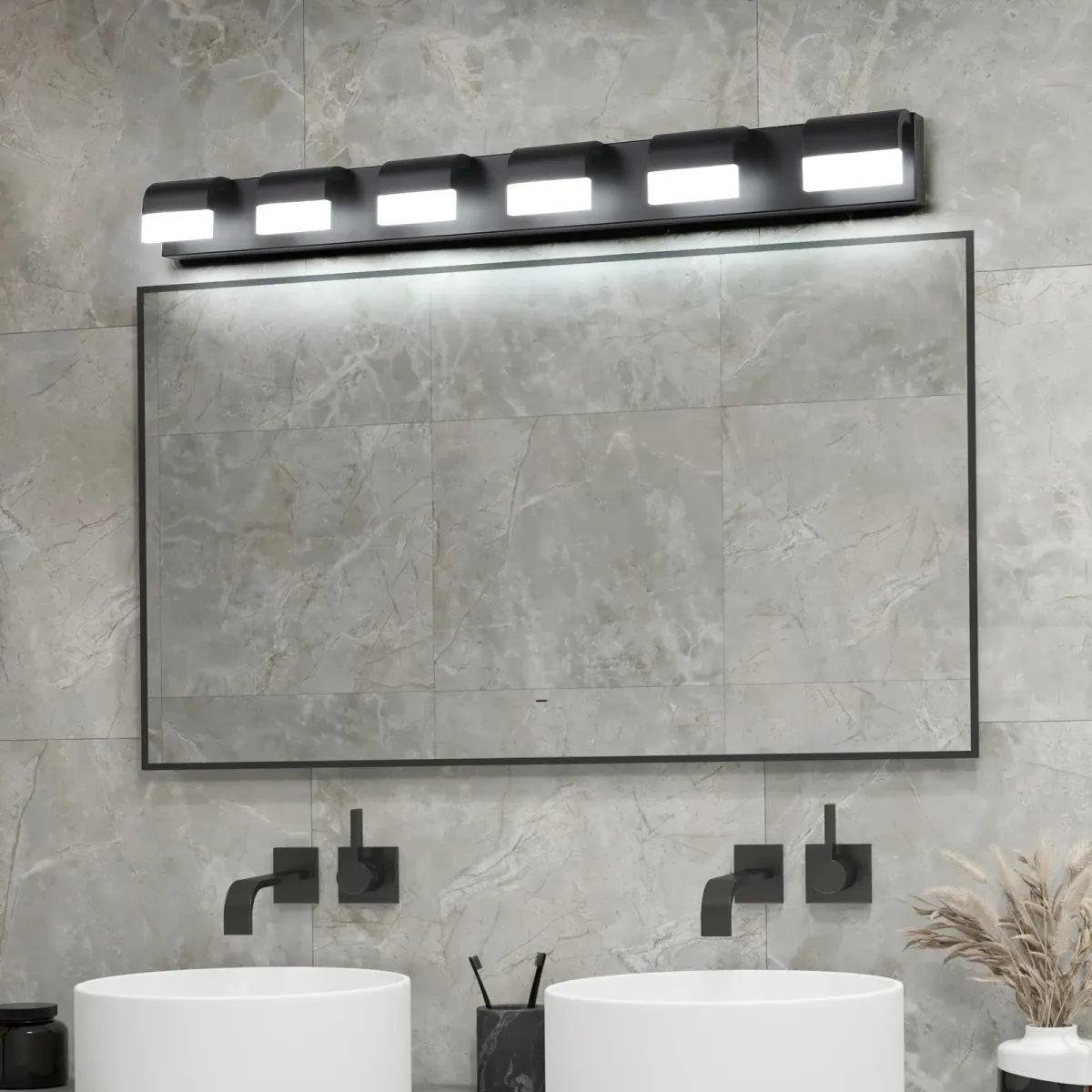 LED vanity bar, 6 lights, black, view 2