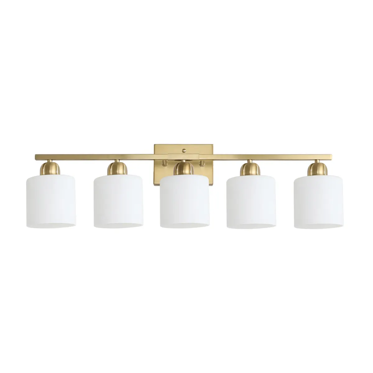Frosted glass vanity bar, 5 lights, copper tone, view 7