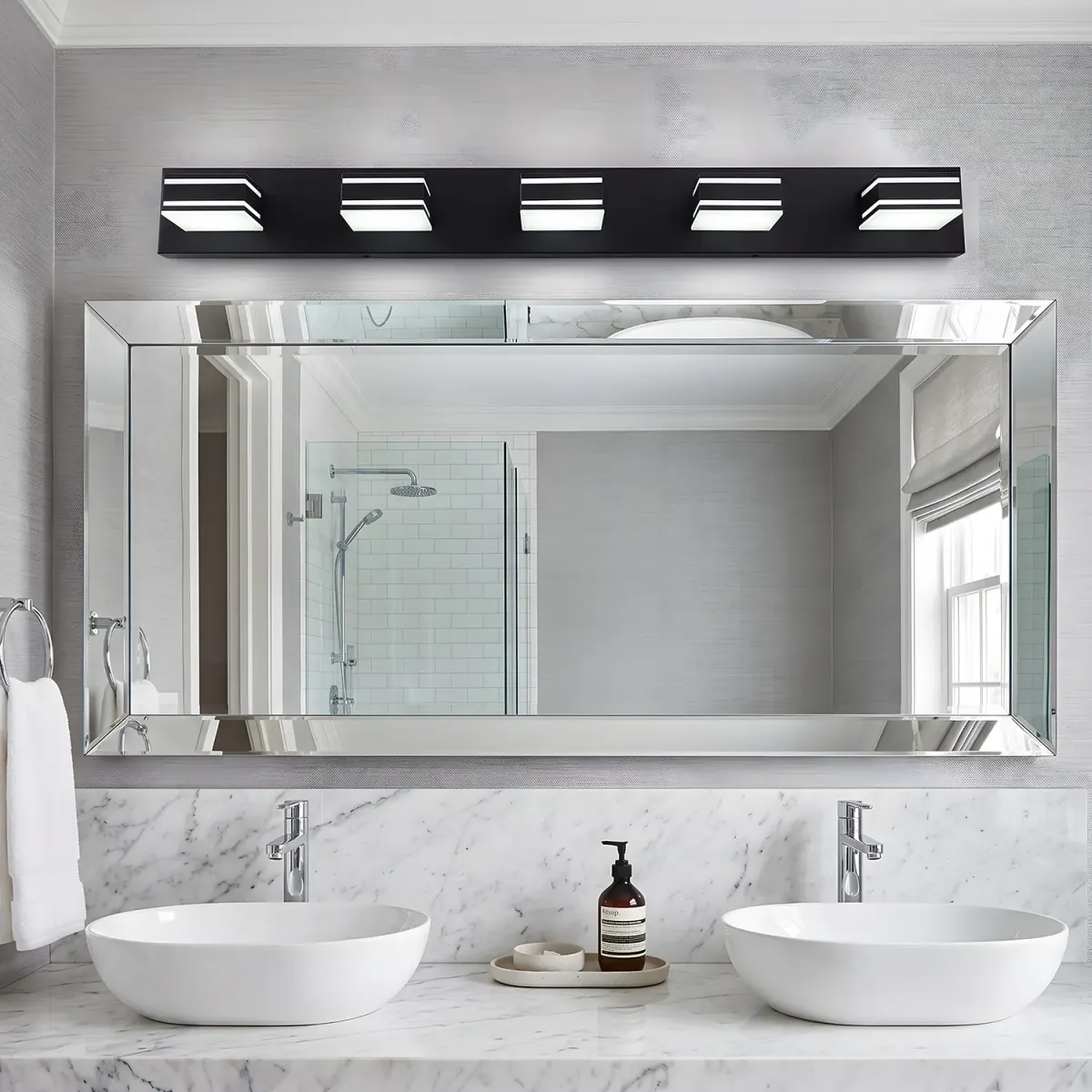 Acrylic vanity bar, 3–6 lights, 23.6–47.2 in, 5 lights, black, view 5