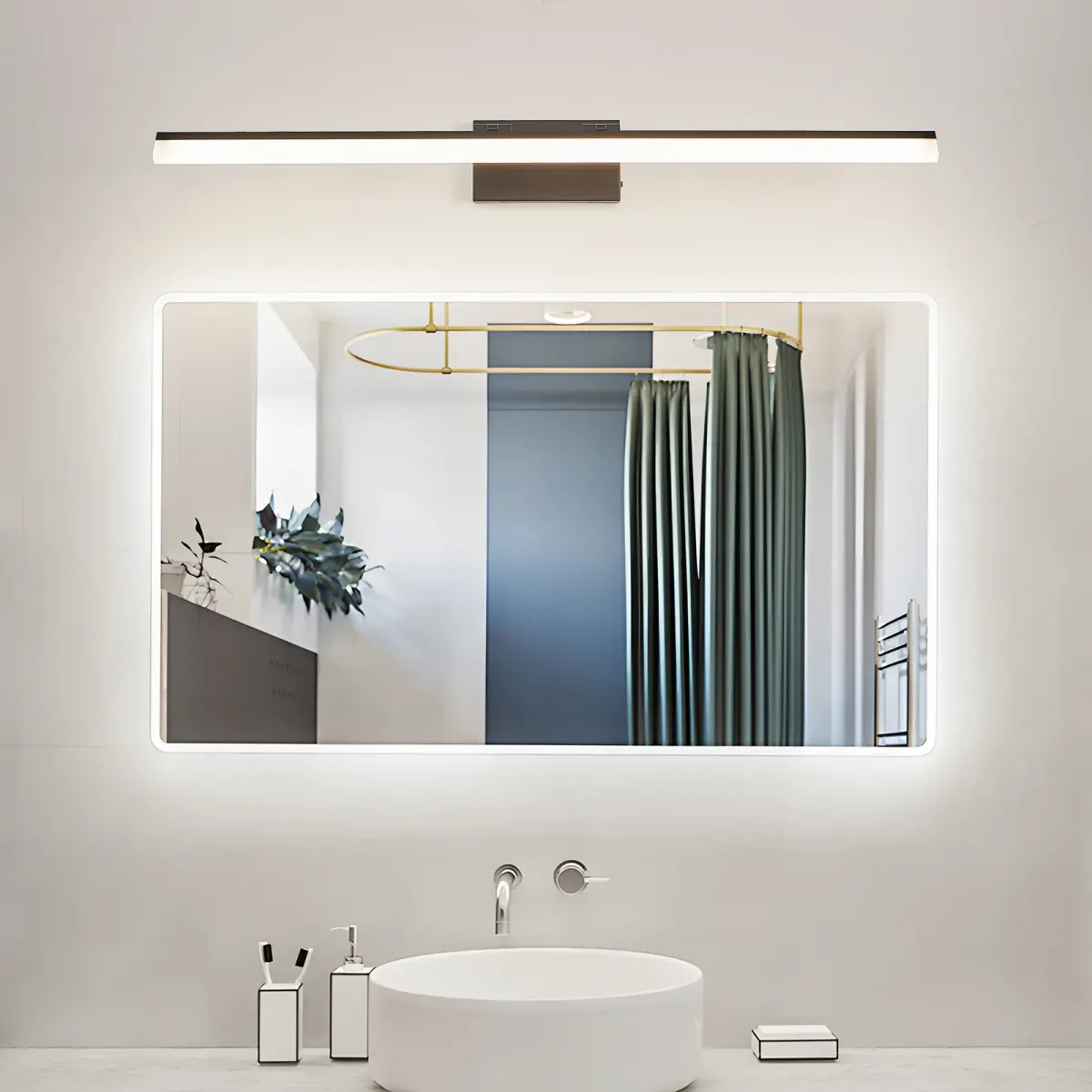 Linear LED vanity light, 39.4 in, black