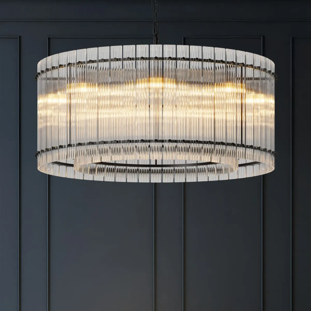 8-light crystal chandelier, black