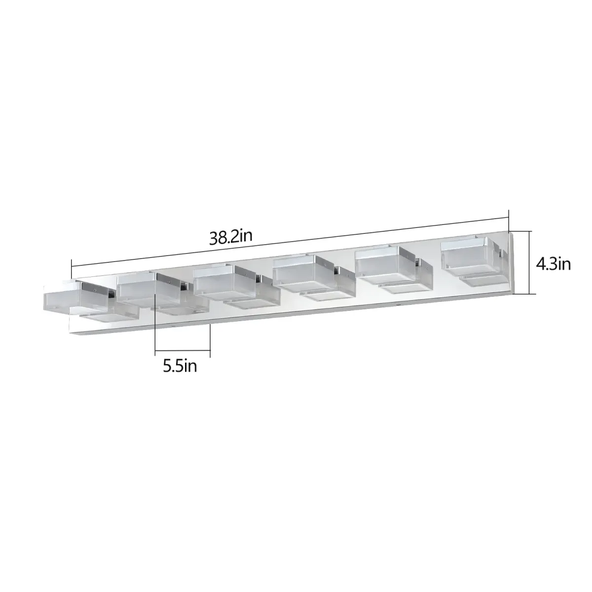 6-light vanity light, chrome, dimension drawing 1