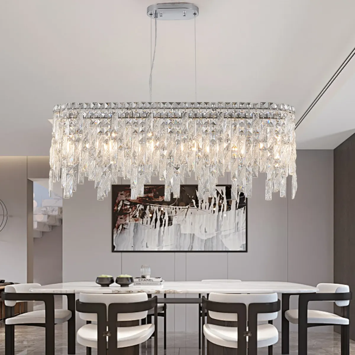 Crystal chandelier, 34.6 in, chrome, view 2