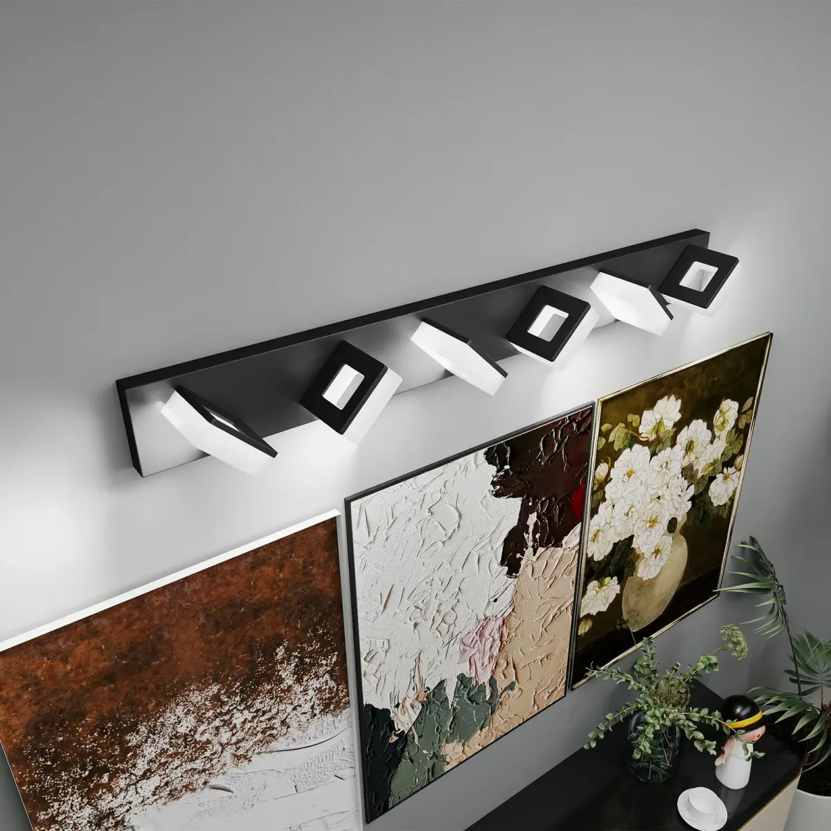Acrylic vanity bar, 3–6 lights, 19.7–39 in, 6 lights, black, view 3