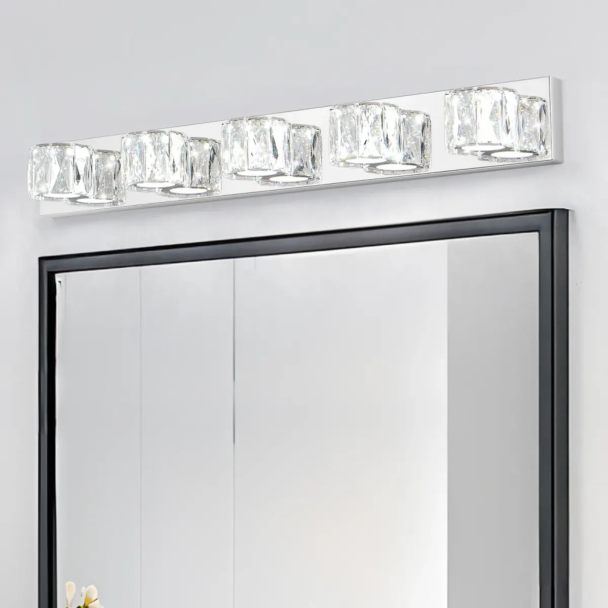 Crystal vanity bar, 5–6 lights, 5 lights, chrome, view 5