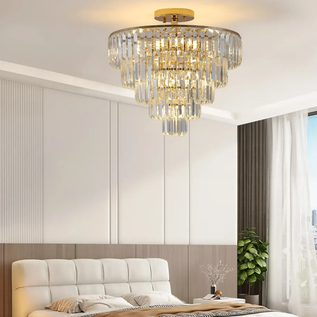 Crystal chandelier, 19.7 in, gold (L005001-D500-C10G), view 2