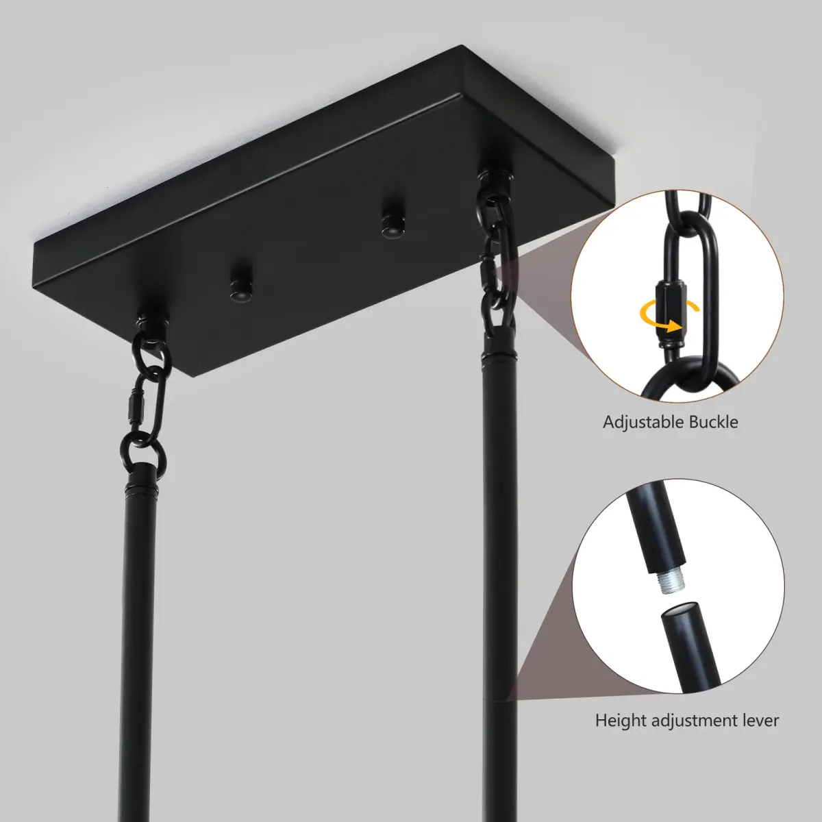 Rectangle pendant chandelier, 5 lights, black,red, view 10