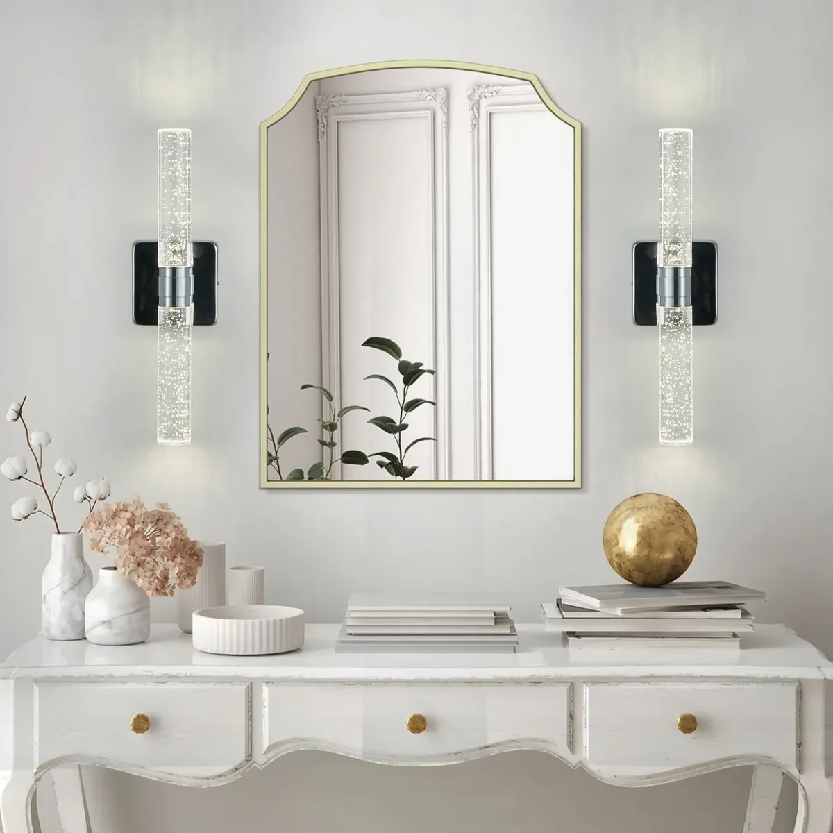 Crystal bubble wall sconce, chrome