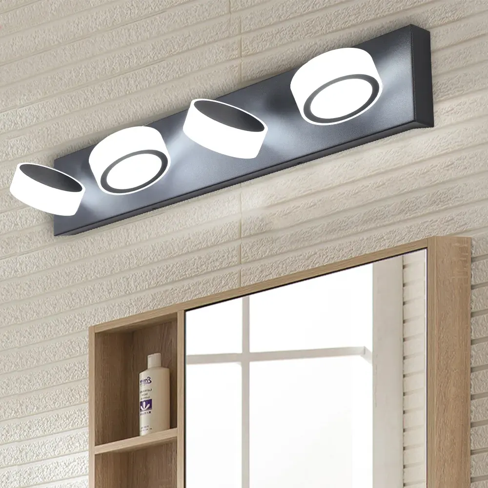 Acrylic shade vanity bar, 4 lights, black, view 4