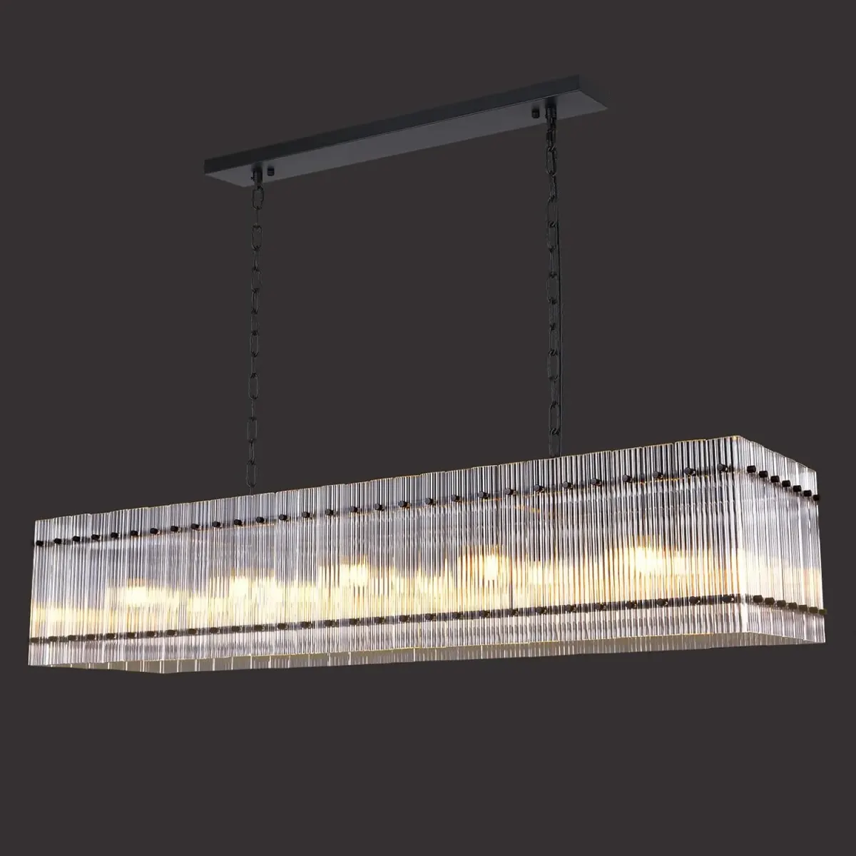 10-light crystal rectangle chandelier, black, manufacturer image 4