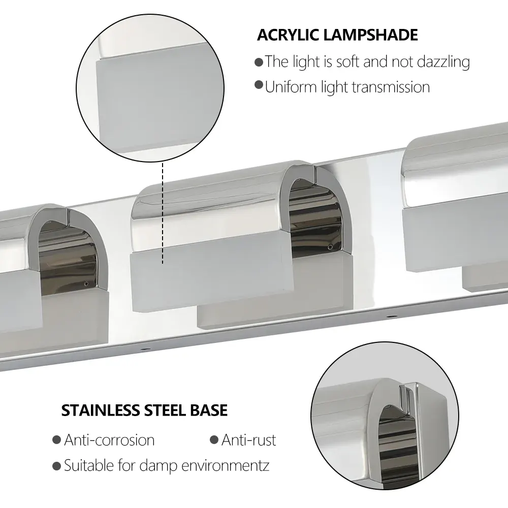 LED vanity bar, 3 lights, chrome, manufacturer image 2