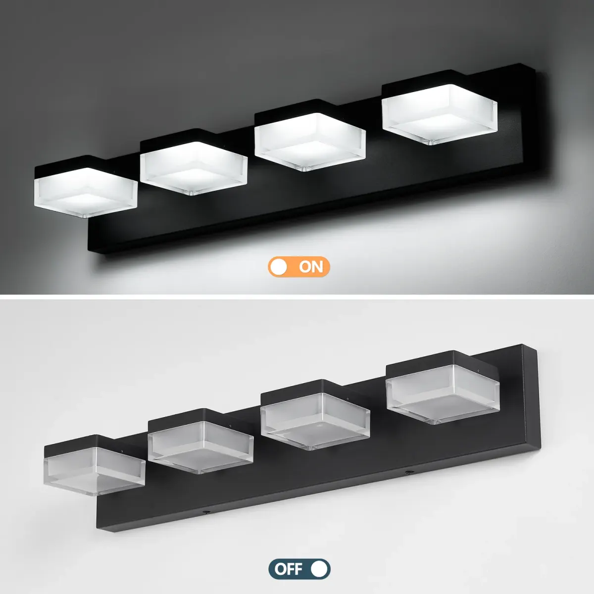 4-light vanity light, black, view 4