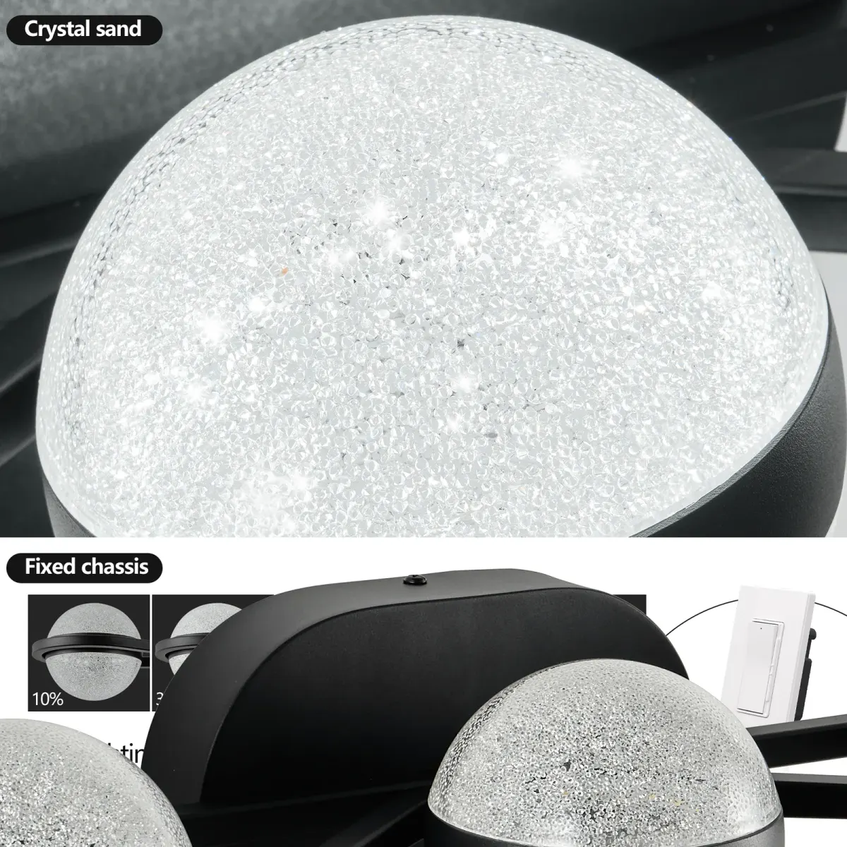 Acrylic crystal vanity bar, 21.1 in, black, view 5