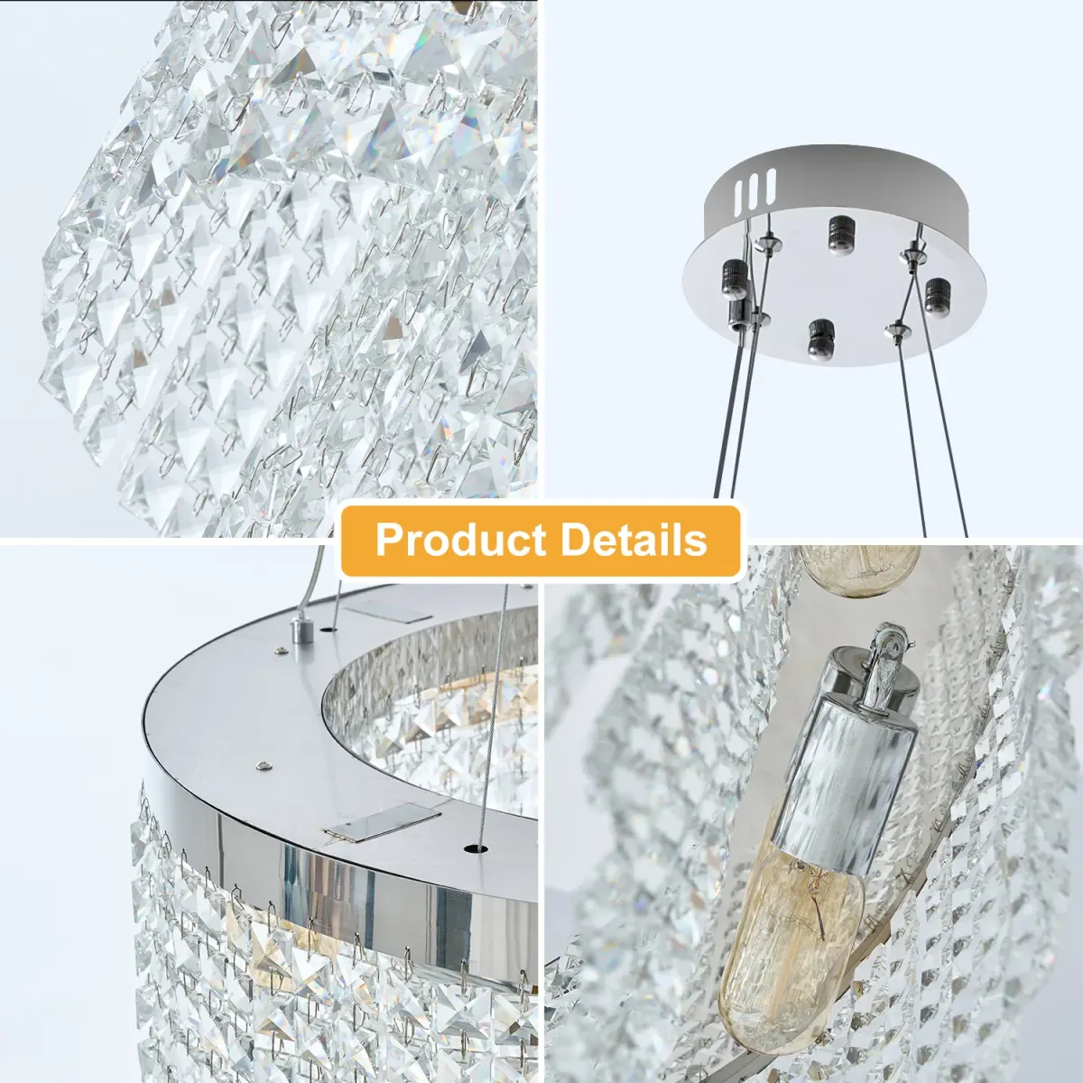 Crystal chandelier, 23.6 in, clear, view 8