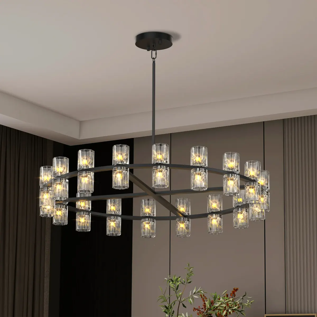 Crystal chandelier, 35.8 in, black