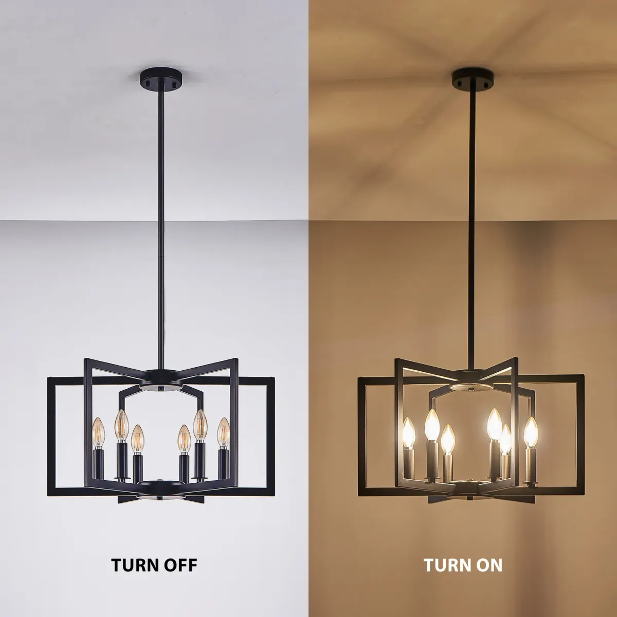6-light geometric chandelier, black, view 6