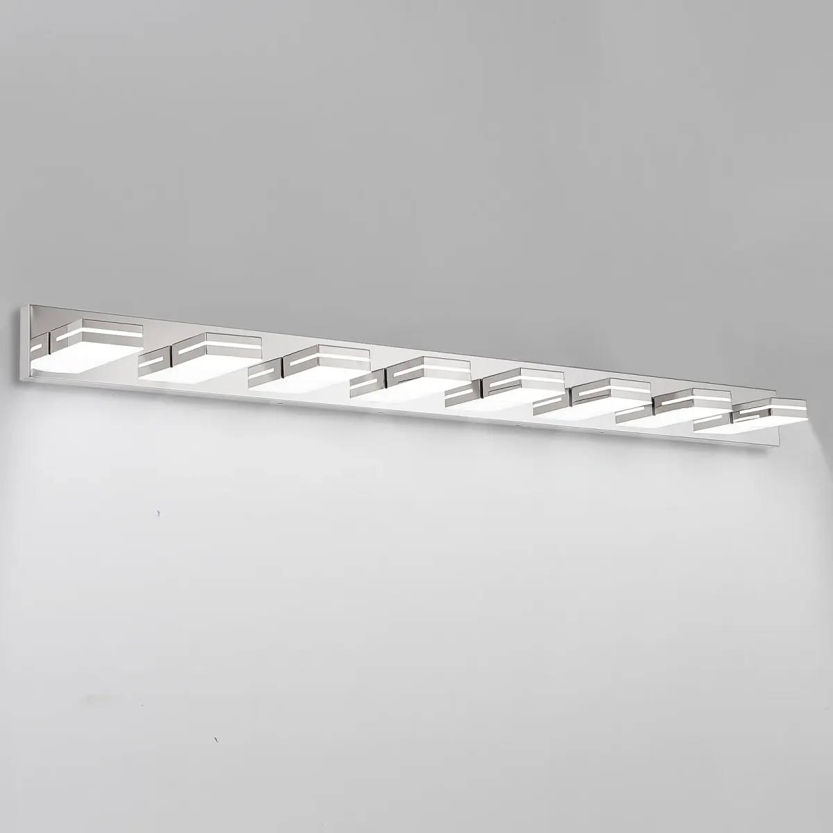 Minimalist LED vanity bar, 8 lights, chrome, view 3
